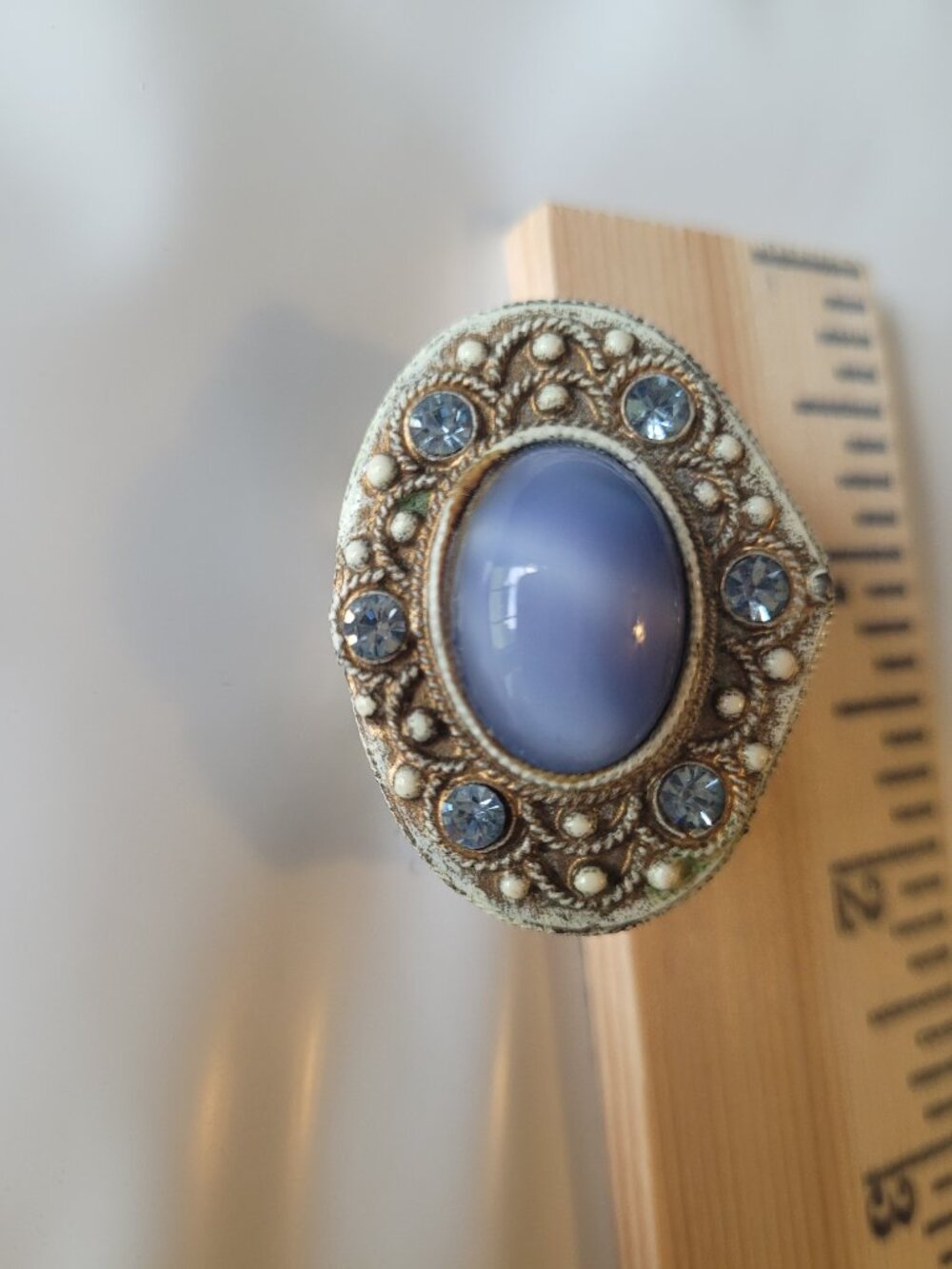 Trinket Ring Box Blue Embelishments made by Florenza Vintage - Picture 10 of 16